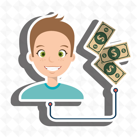 man with bills isolated icon design, vector illustration  graphicのイラスト素材