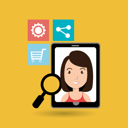 woman whit files isolated icon design, vector illustration  graphicのイラスト素材