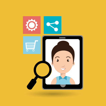smarthphone and people isolated icon design, vector illustration  graphicのイラスト素材