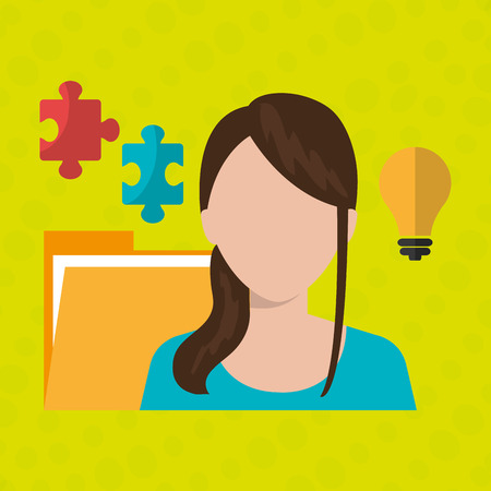 woman with files isolated icon design, vector illustration  graphicのイラスト素材