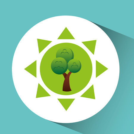 tree with sun icon, green concept, vector illustrationのイラスト素材