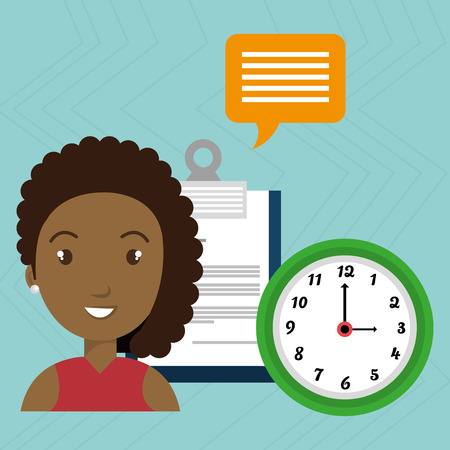 woman with watch and papers isolated icon design, vector illustration  graphicのイラスト素材