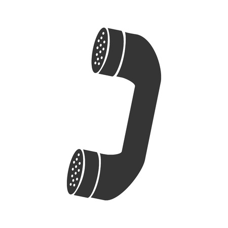 Telephone in black and white colors isolated flat icon, vector illustration.のイラスト素材