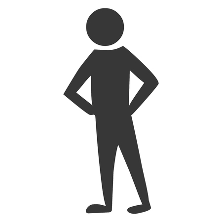 Men pictogram with her hands in the waist in black and white  icon.のイラスト素材