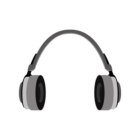 Music headphone device in black and white colors, vector illustration graphic.のイラスト素材