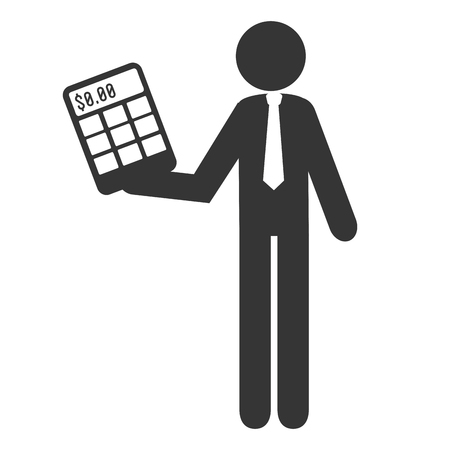 Businessman in action pictogram design with black and white colors, vector illustration.のイラスト素材