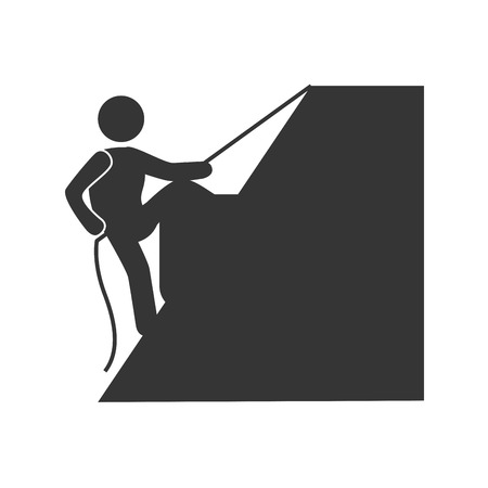 Athlete trainning climbing sport in black and white colors, vector illustration graphicのイラスト素材