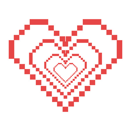Red heart shape, isolated flat icon vector illustration graphic.のイラスト素材