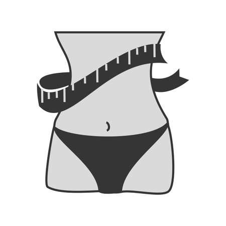 Woman body losing wieght, isolated flat icon vector illustration graphic.のイラスト素材