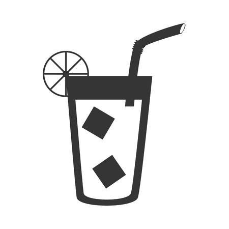 Delicious and refreshing limonade on glass with straw, vector illustration.のイラスト素材
