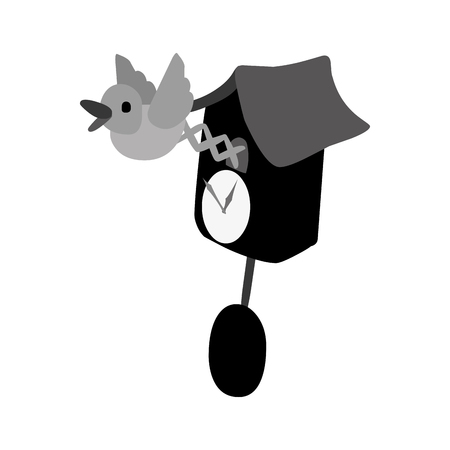 Time and clock isolated flat line icon in black and white colors, vector illustration graphic.のイラスト素材