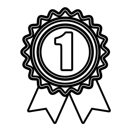 First place medal in black and white colors, vector illustration graphic.のイラスト素材