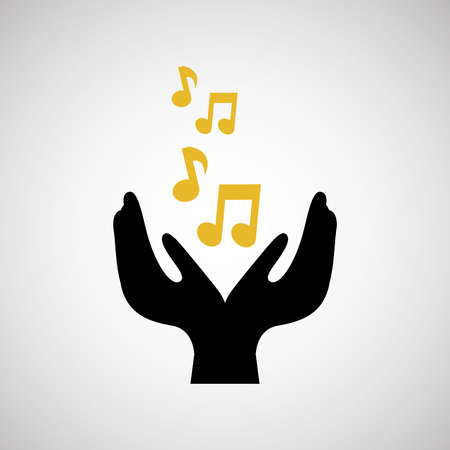 note music musical hand holding isolated, vector illustration eps10のイラスト素材