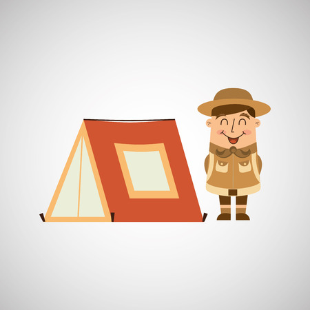 people person man boy scout camp isolated, vector illustration eps10のイラスト素材