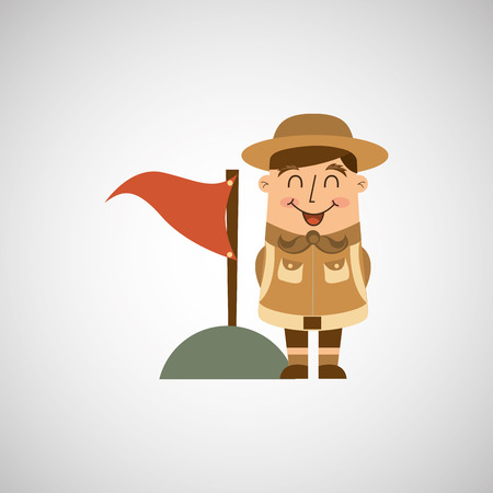 people person man boy scout camp isolated, vector illustration eps10のイラスト素材