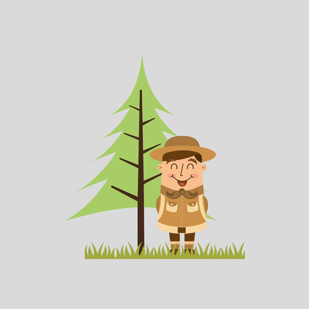 camp design with tree and object isolated, vector illustration eps10のイラスト素材