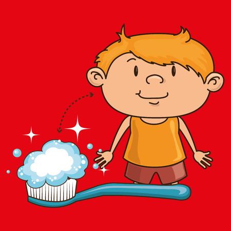 child with toothbrush isolated icon design, vector illustration  graphicのイラスト素材