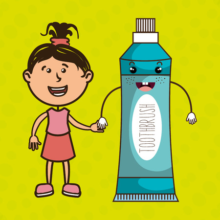 girl with toothpaste isolated icon design, vector illustration  graphicのイラスト素材