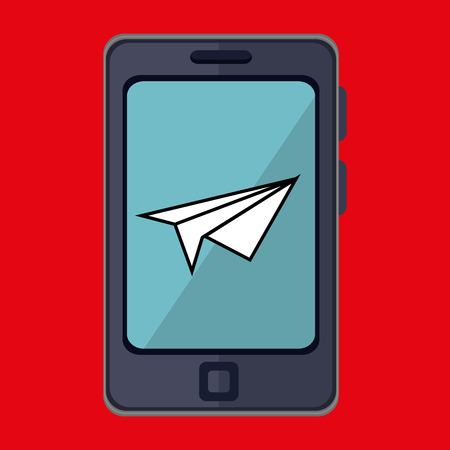 smartphone and paper airplane isolated icon design, vector illustration  graphicのイラスト素材