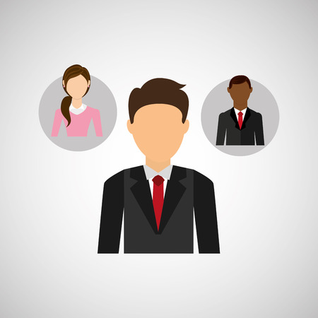 man in suit networking and teamwork cooperation icon, vector illustrationのイラスト素材