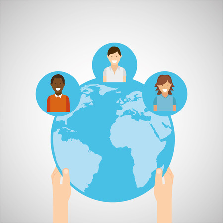 world map people cooperation icon, vector illustrationのイラスト素材