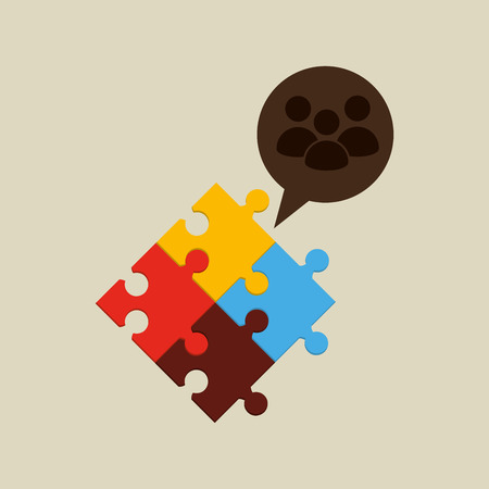 hand holding a teamwork cooperation icon, vector illustrationのイラスト素材
