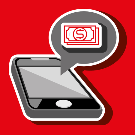 smartphone and bill dollar isolated icon design, vector illustration  graphicのイラスト素材