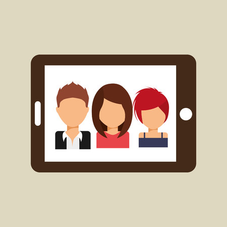 phone representing networking and teamwork cooperation icon, vector illustrationのイラスト素材