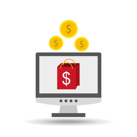 ecommerce shopping online with coins icon, vector illustrationのイラスト素材