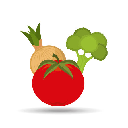 tomato and broccoli, vegetables and fruits, vector illustrationのイラスト素材