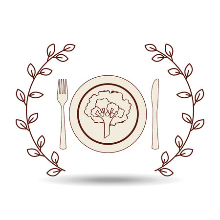 fork, knife with a plate, vector illustrationのイラスト素材