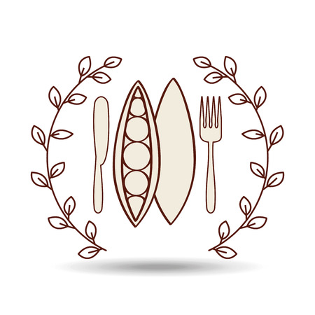 fork and knife, vegetables and fruits, vector illustrationのイラスト素材