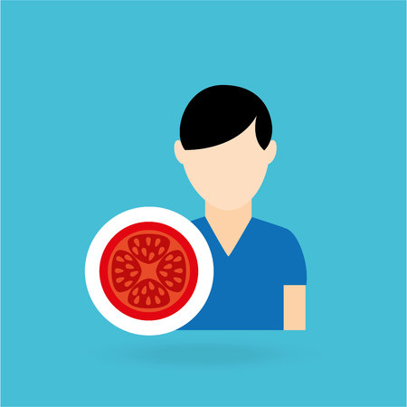 man with vegetables and fruits, vector illustrationのイラスト素材