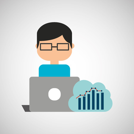man sitting and working icon, vecctor illustrationのイラスト素材