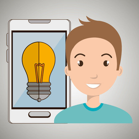 man smartphone idea isolated icon design, vector illustration  graphicのイラスト素材