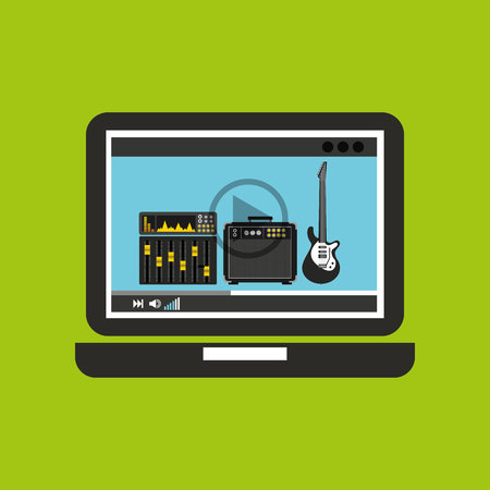 laptop showing a web icon, vector illustrationのイラスト素材