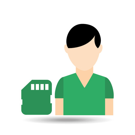 person with storage sd icon , vecctor illustrationのイラスト素材