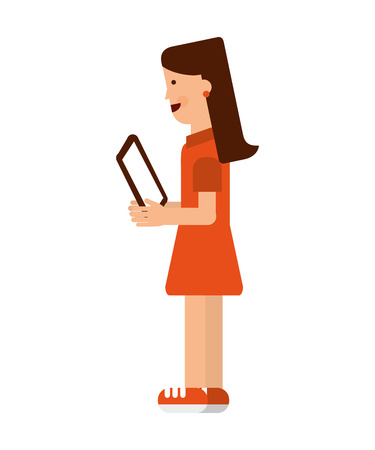 isometric avatar  with tablet isolated icon design, vector illustration  graphicのイラスト素材