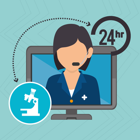 nurse 24-hour health isolated icon design, vector illustration graphicのイラスト素材