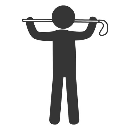 Golf sport player pictogram isolated flat icon, vector illustration.のイラスト素材