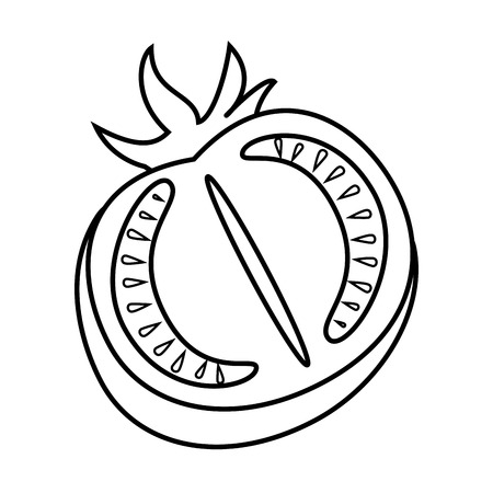 fresh tomato vegetable half cartoon, vector illustrationのイラスト素材