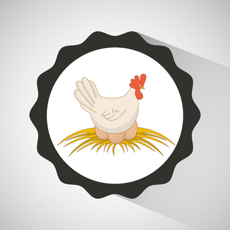 farm countryside animal hen isolated, vector illustrationのイラスト素材