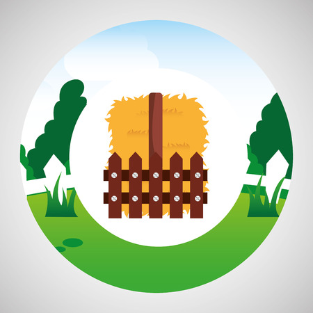 farrm countryside thatch isolated, vector illustrationのイラスト素材