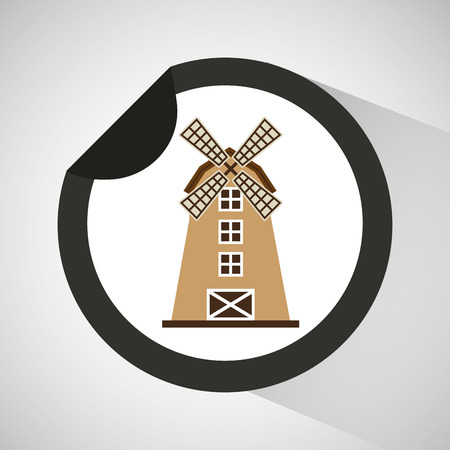 farm countryside windmill isolated, vector illustrationのイラスト素材