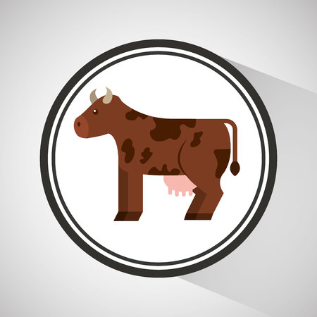 farm countryside cow animal isolated, vector illustrationのイラスト素材