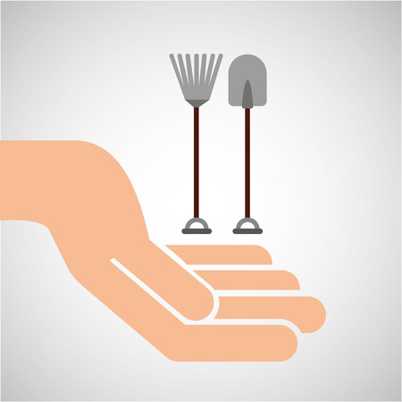 farm countryside hand holding isolated, vector illustrationのイラスト素材