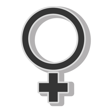 Woman gender sign , isolated flat icon with black and white colors.のイラスト素材
