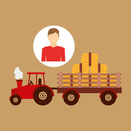 farm countryside farmer people isolated, vector illustrationのイラスト素材