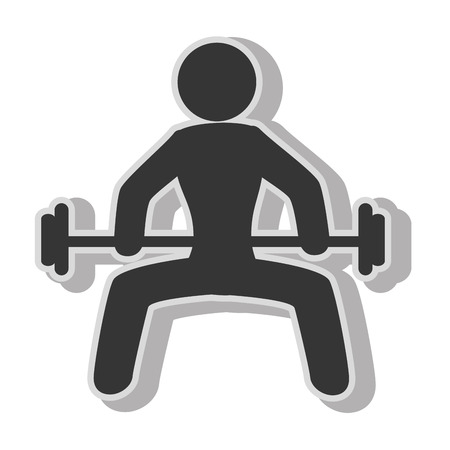 Male weights gym , isolated flat icon with black and white colors.のイラスト素材