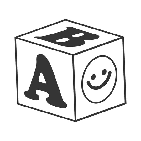 ABC blocks toy ,black and white isolated flat iconのイラスト素材